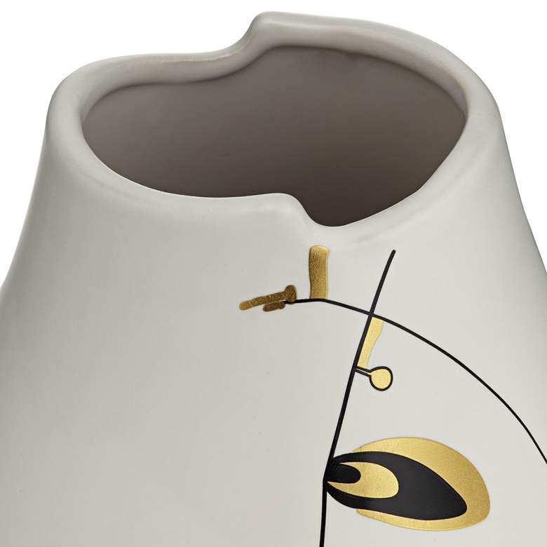 Image 4 Tribeca 10 3/4" High Matte White Decorative Graphic Vase more views