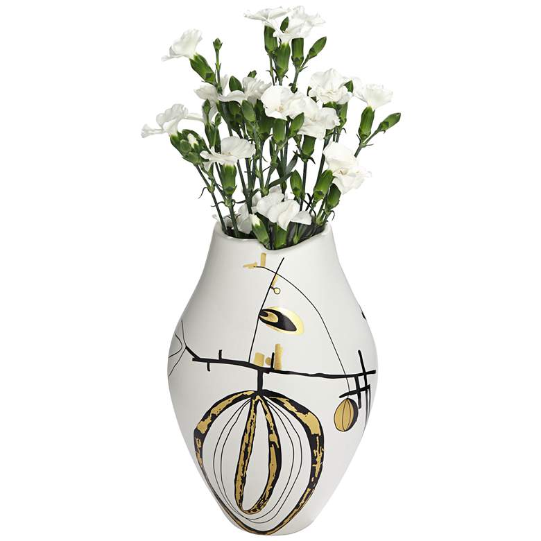 Image 6 Tribeca 10 3/4 inch High Matte White Decorative Graphic Vase more views