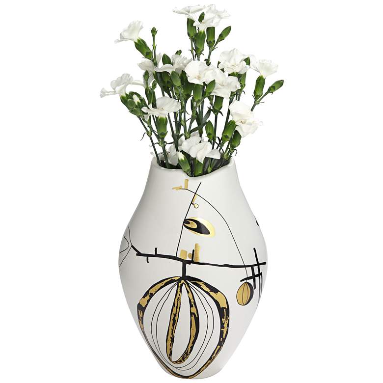 Image 7 Tribeca 10 3/4" High Matte White Decorative Graphic Vase more views