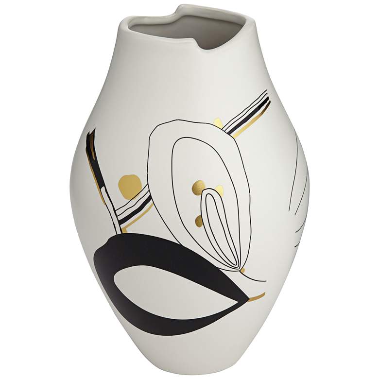 Image 7 Tribeca 10 3/4" High Matte White Decorative Graphic Vase more views