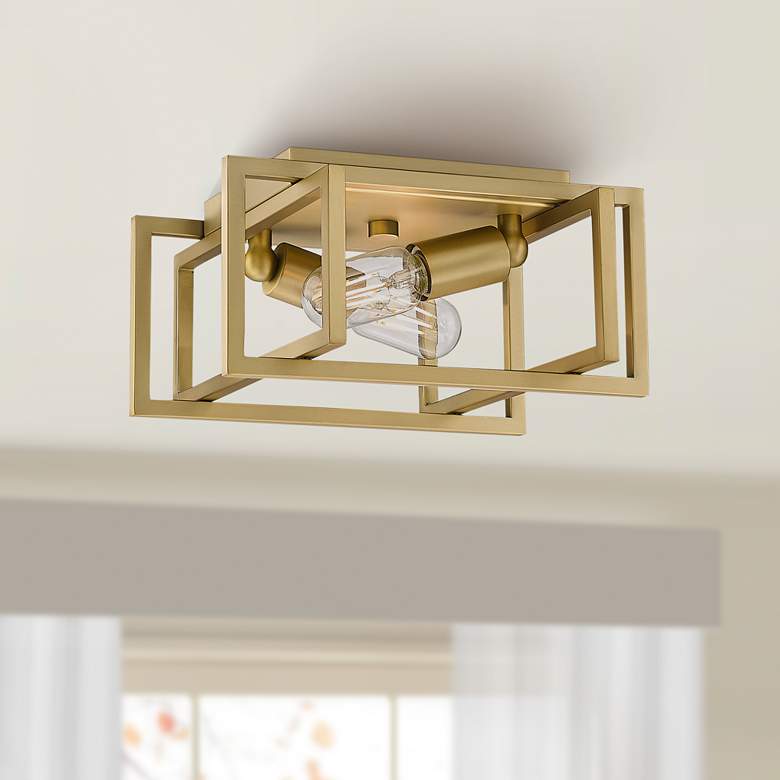 Image 1 Tribeca 11 1/2 inch Wide Champagne Bronze 2-Light Ceiling Light