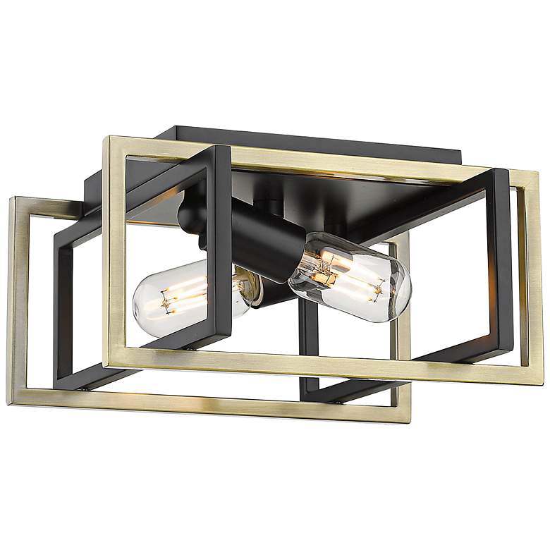 Image 2 Tribeca 11 1/2"W Matte Black and Aged Brass Ceiling Light