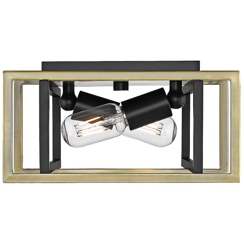Image 4 Tribeca 11 1/2"W Matte Black and Aged Brass Ceiling Light more views