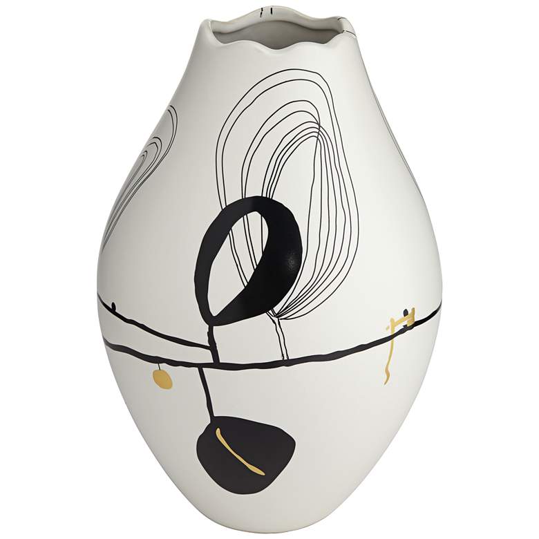 Image 3 Tribeca 12 1/2" High Matte White Decorative Graphic Vase