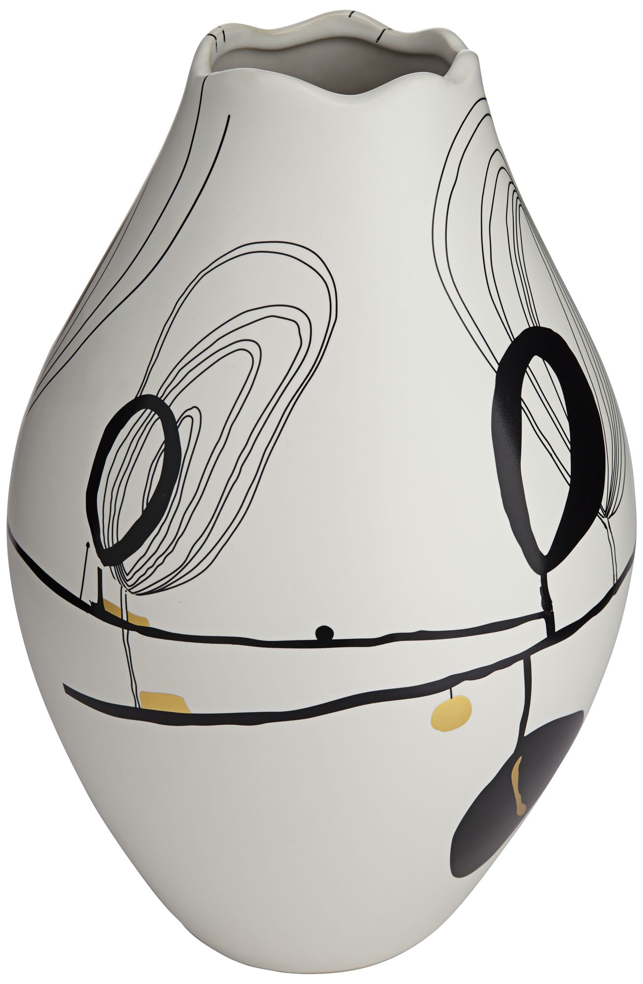 Tribeca 12 1/2" High Matte White Decorative Graphic Vase in scene
