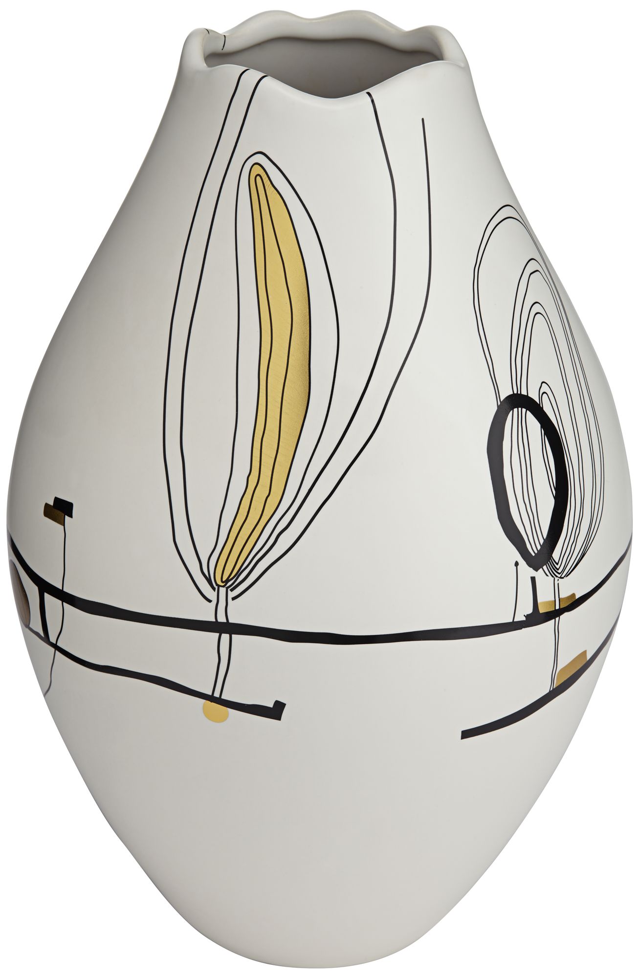 Tribeca 12 1/2" High Matte White Decorative Graphic Vase in scene