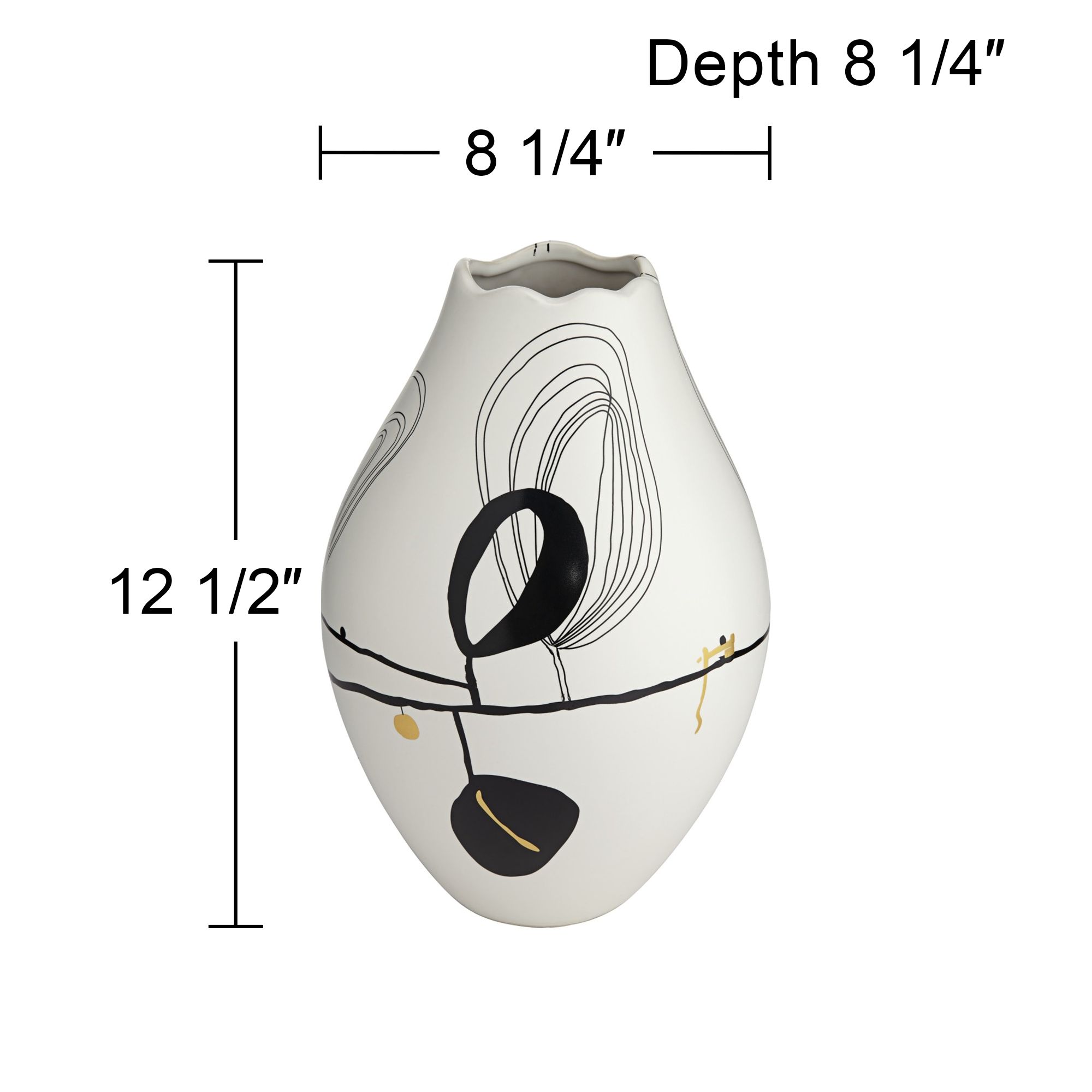 Tribeca 12 1/2" High Matte White Decorative Graphic Vase in scene