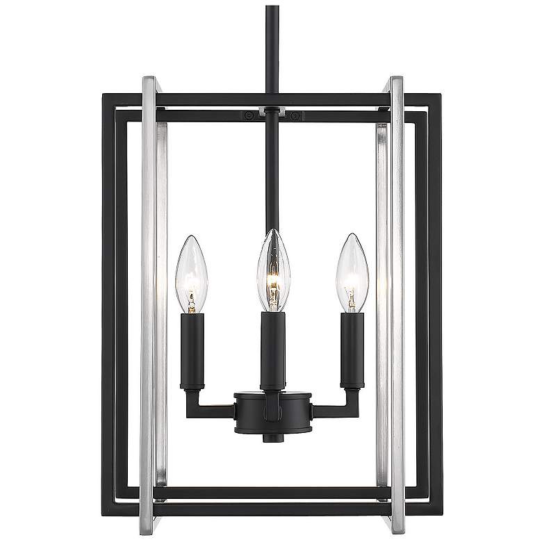Image 1 Tribeca 12" Wide Matte Black 4-Light Chandelier With Pewter Accents