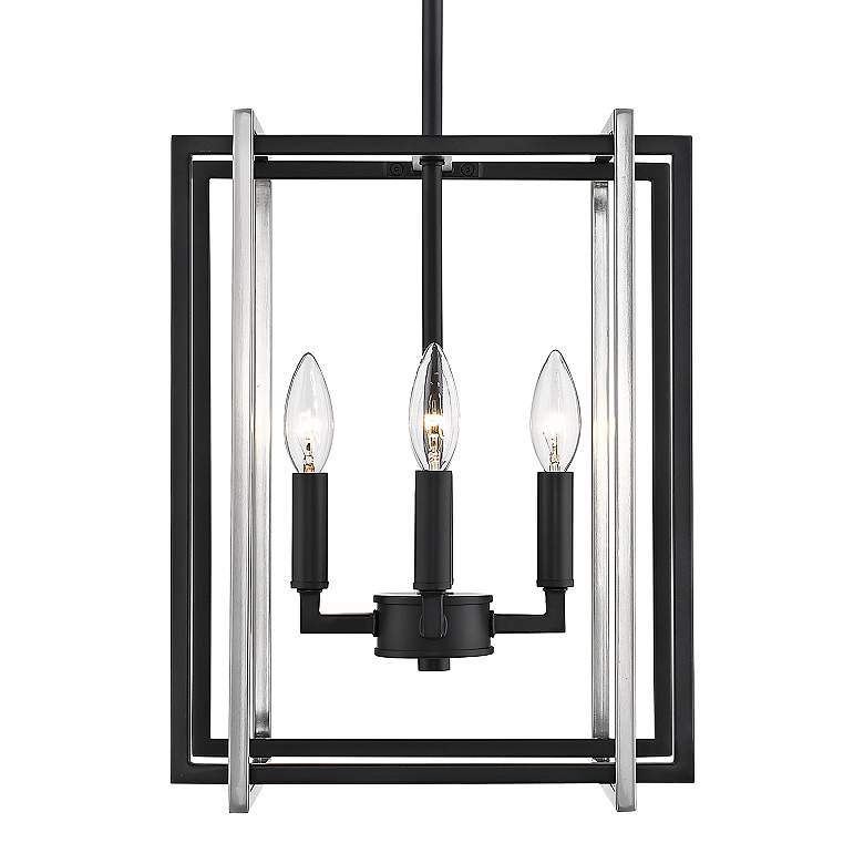 Image 1 Tribeca 12"W Matte Black and Pewter 4-Light Mini-Chandelier