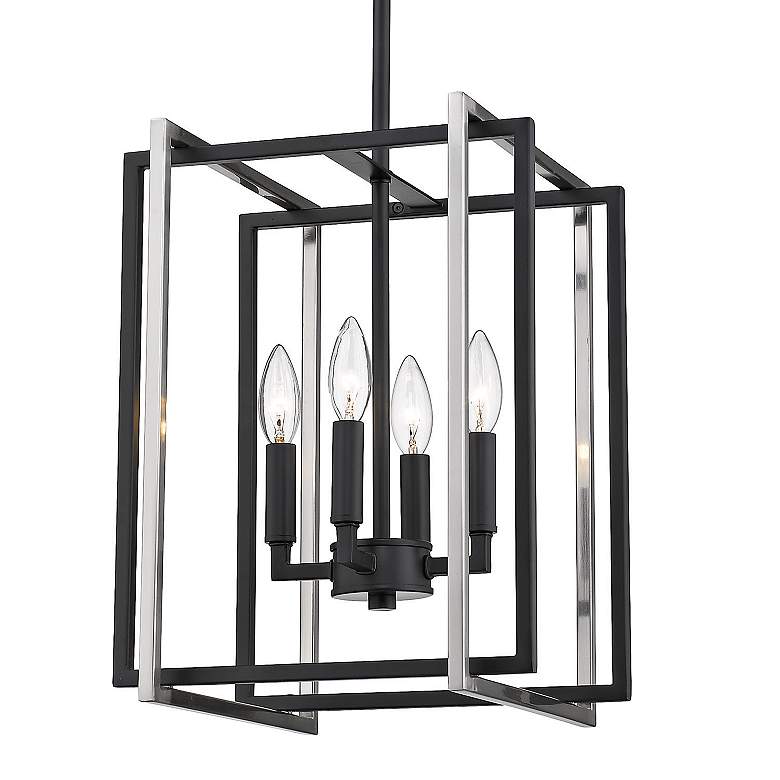 Image 3 Tribeca 12"W Matte Black and Pewter 4-Light Mini-Chandelier more views