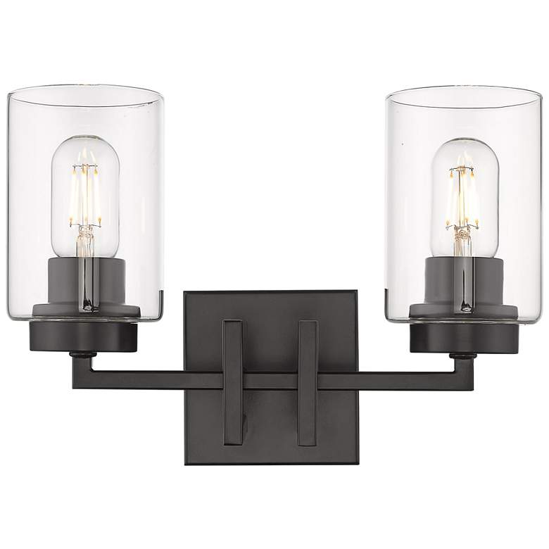 Image 2 Tribeca 13 1/2" Wide Matte Black 2-Light Bath Light
