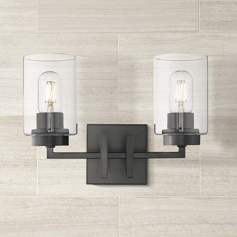 Image 1 Tribeca 13 1/2" Wide Matte Black 2-Light Bath Light