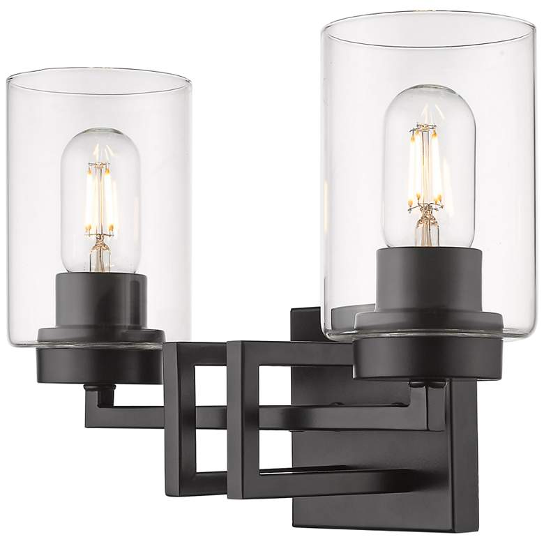 Image 6 Tribeca 13 1/2" Wide Matte Black 2-Light Bath Light more views