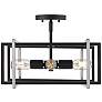 1_Tribeca 15 1/2" Wide Matte Black 4-Light Semi-Flush With Pewter Accent