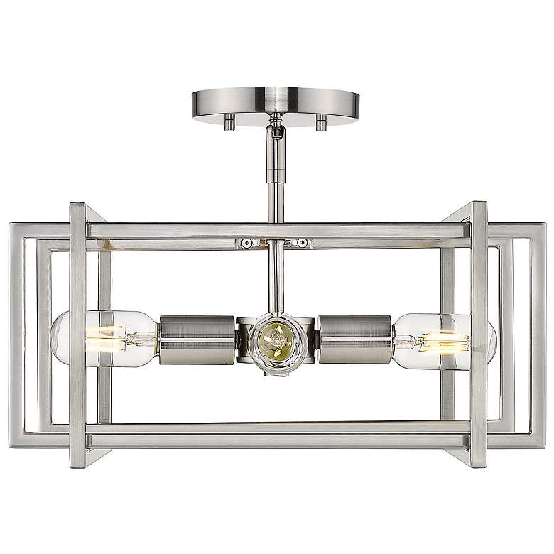 Image 1 Tribeca 15 1/2 inch Wide Pewter 4-Light Semi-Flush With Pewter Accents