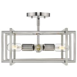 Tribeca 15 1/2&quot; Wide Pewter 4-Light Semi-Flush With Pewter Accents