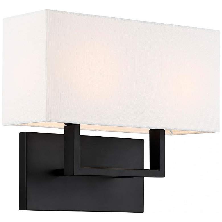 Image 3 Tribeca; 2 Light; Vanity; Aged Bronze Finish with White Linen Shade more views
