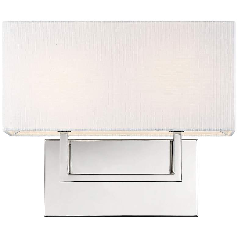Image 1 Tribeca; 2 Light; Vanity; Polished Nickel Finish with White Linen Shade