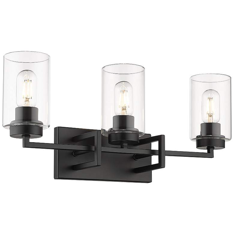 Image 1 Tribeca 22 1/2" Wide Matte Black 3-Light Bath Light