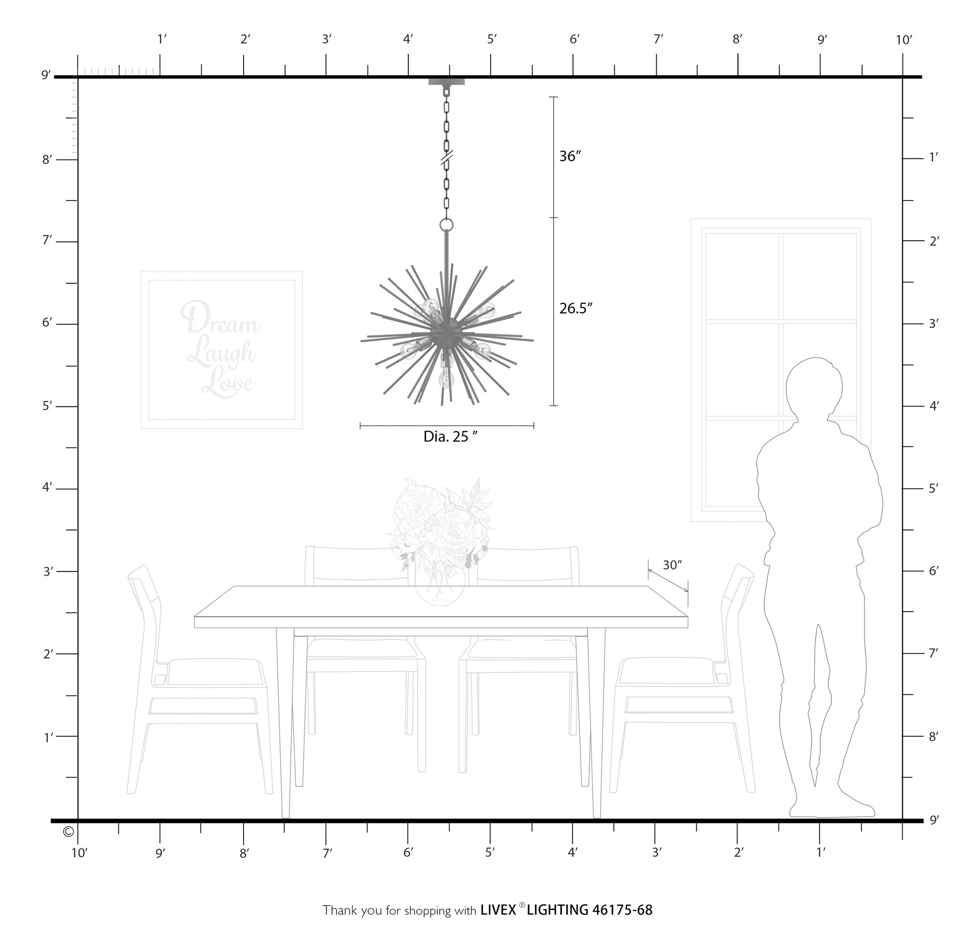 Tribeca 25" Wide Shiny Black 7-Light Sputnik Chandelier in scene