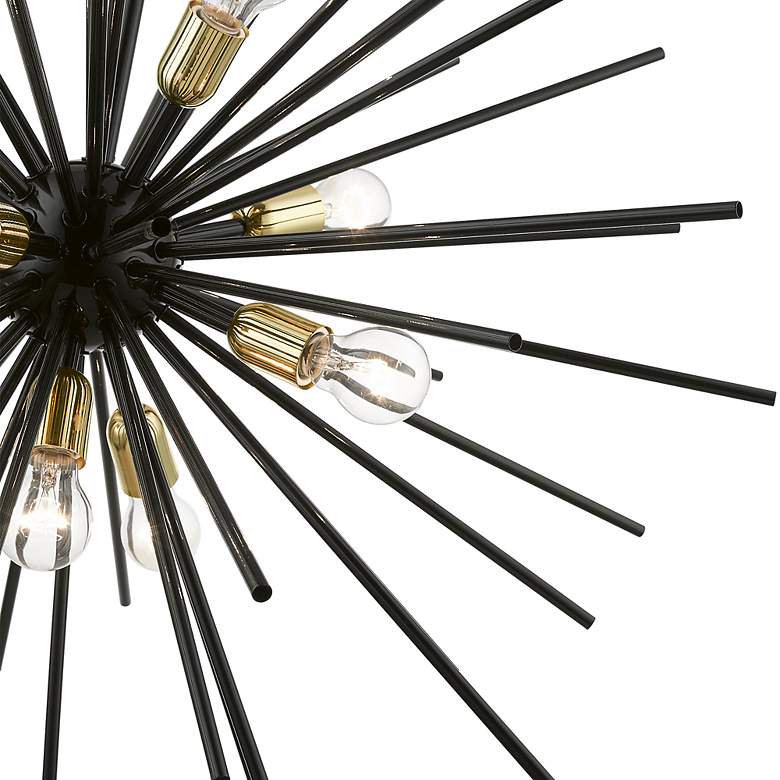 Image 6 Tribeca 34" Wide Shiny Black and Brass 9-Light Foyer Pendant more views
