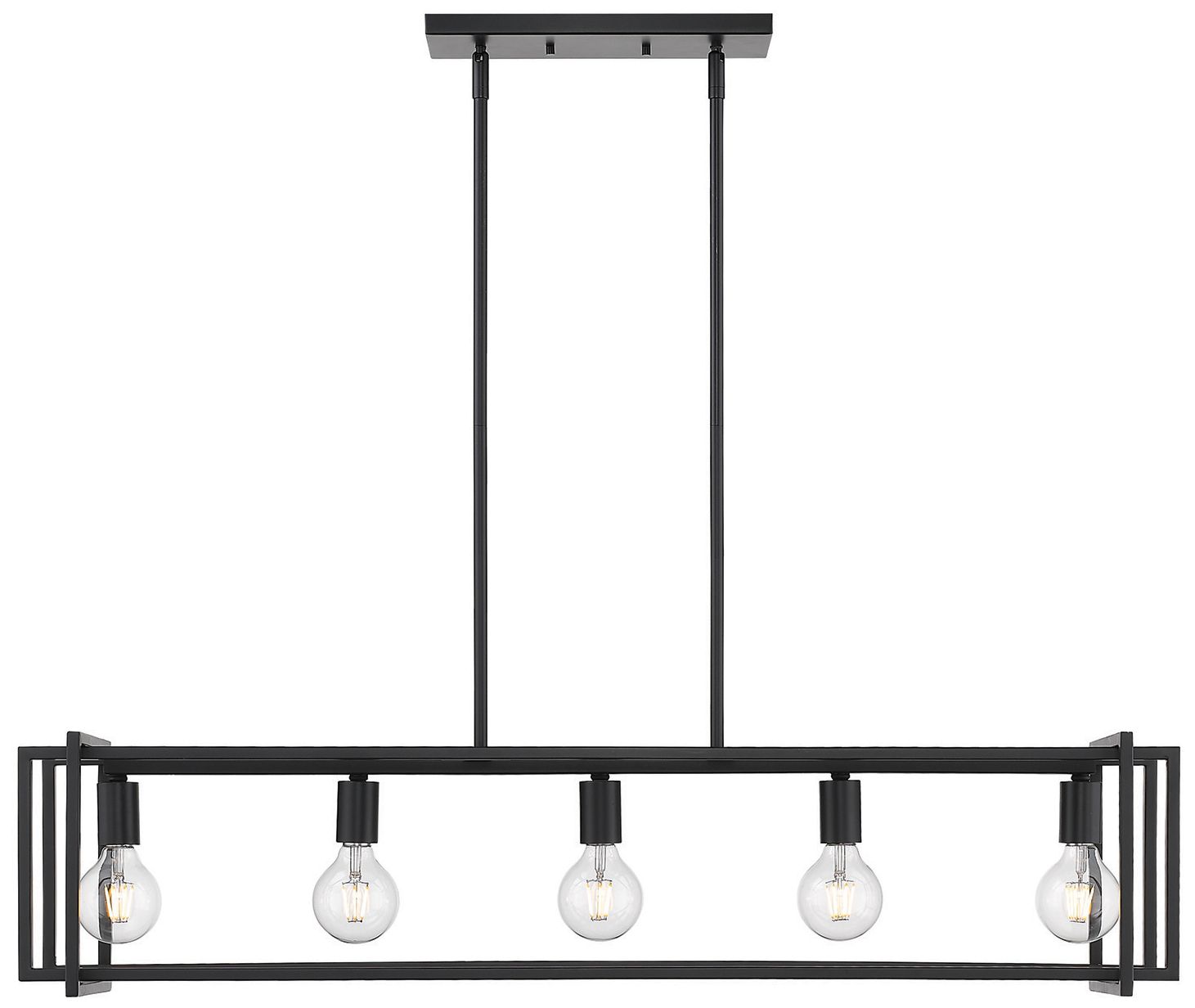 Tribeca 41" Wide Matte Black 5-Light Linear Pendant With Matte Black