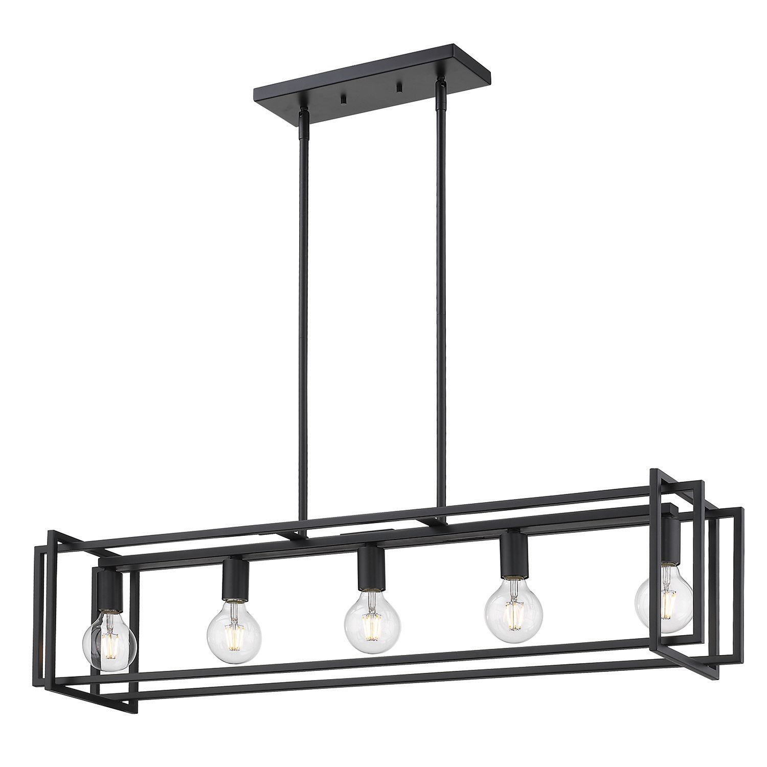 Image 3 Tribeca 41" Wide Matte Black 5-Light Linear Pendant With Matte Black more views
