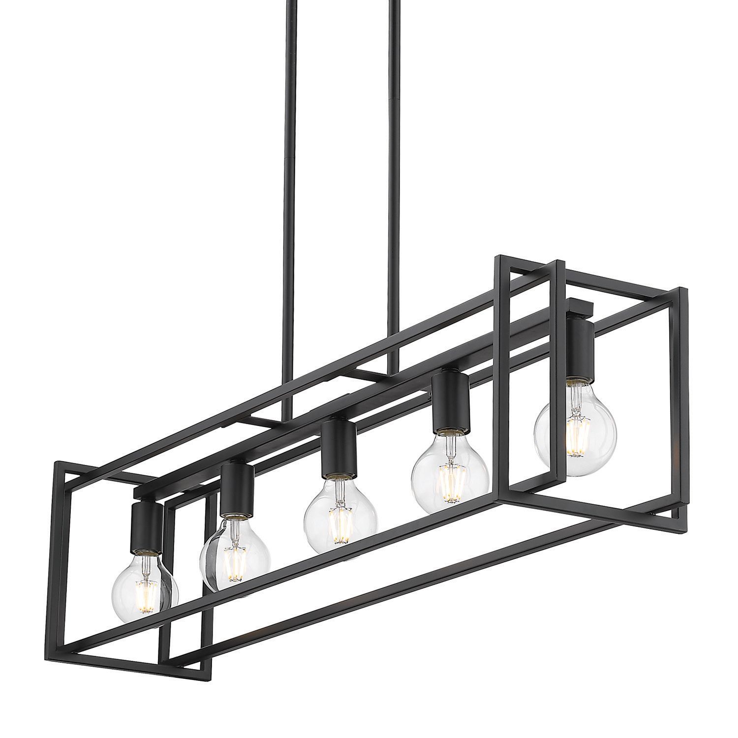 Image 4 Tribeca 41" Wide Matte Black 5-Light Linear Pendant With Matte Black more views
