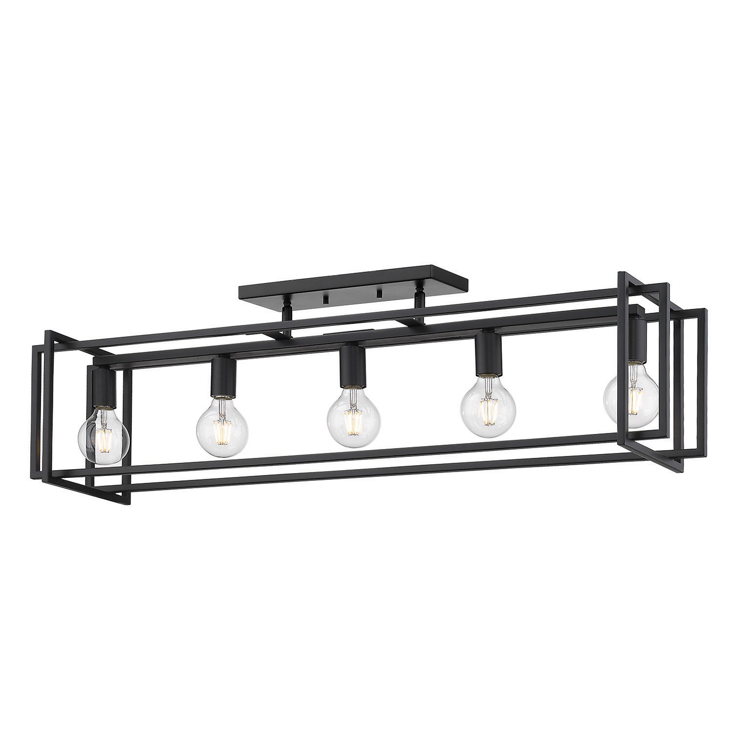 Image 5 Tribeca 41" Wide Matte Black 5-Light Linear Pendant With Matte Black more views