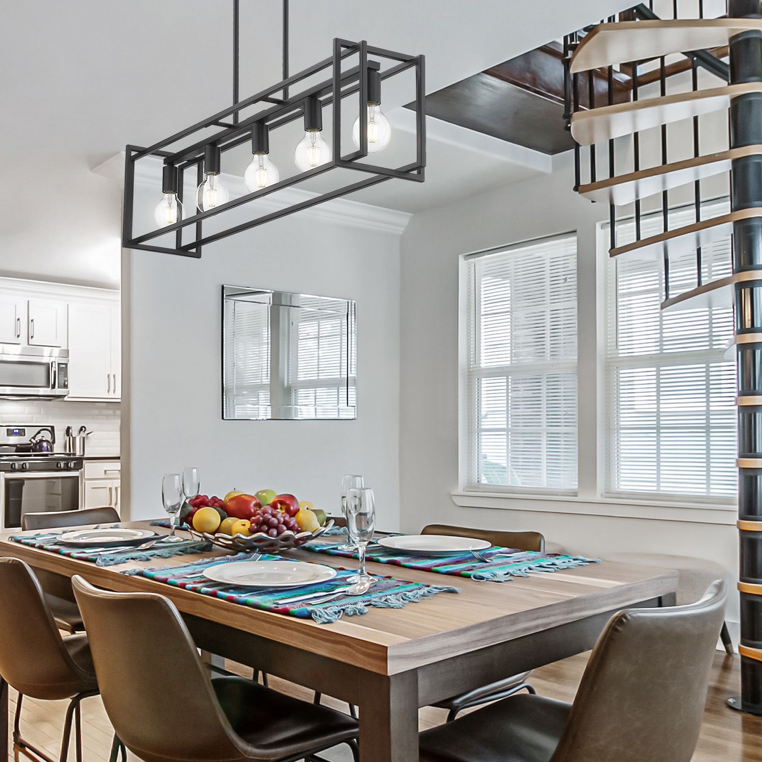 Image 6 Tribeca 41" Wide Matte Black 5-Light Linear Pendant With Matte Black more views