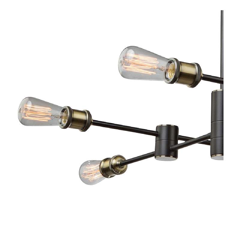 Image 3 Tribeca 6-Light Matte Black and Satin Brass Metal Chandelier more views