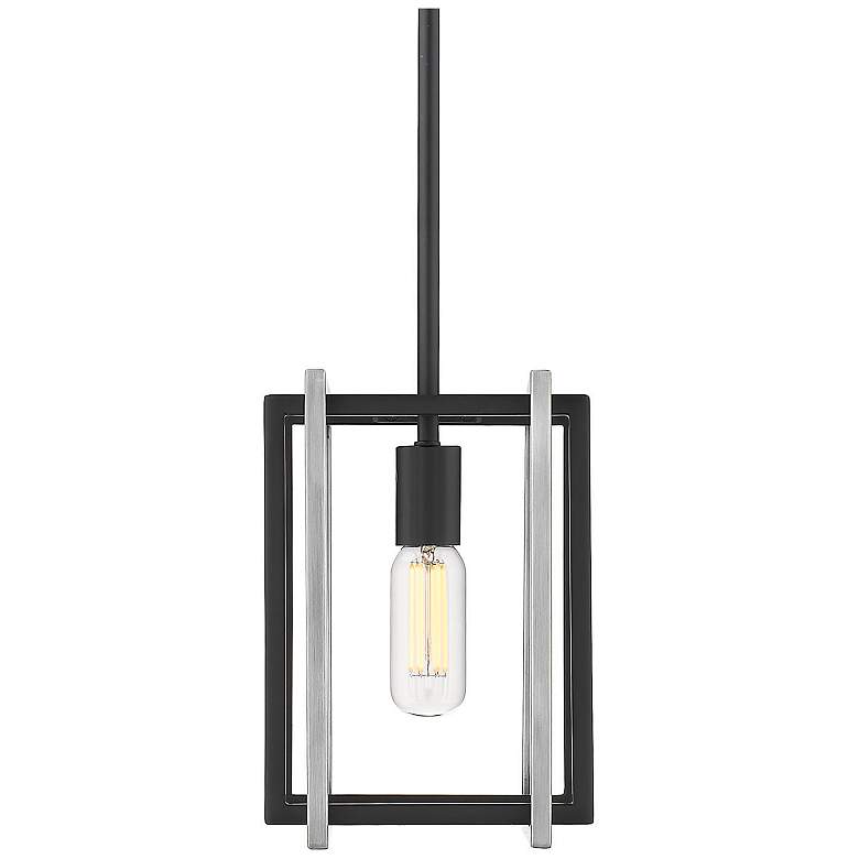 Image 1 Tribeca 7 1/4 inch Wide Matte Black 1-Light Mini Pendant with Pewter Accen