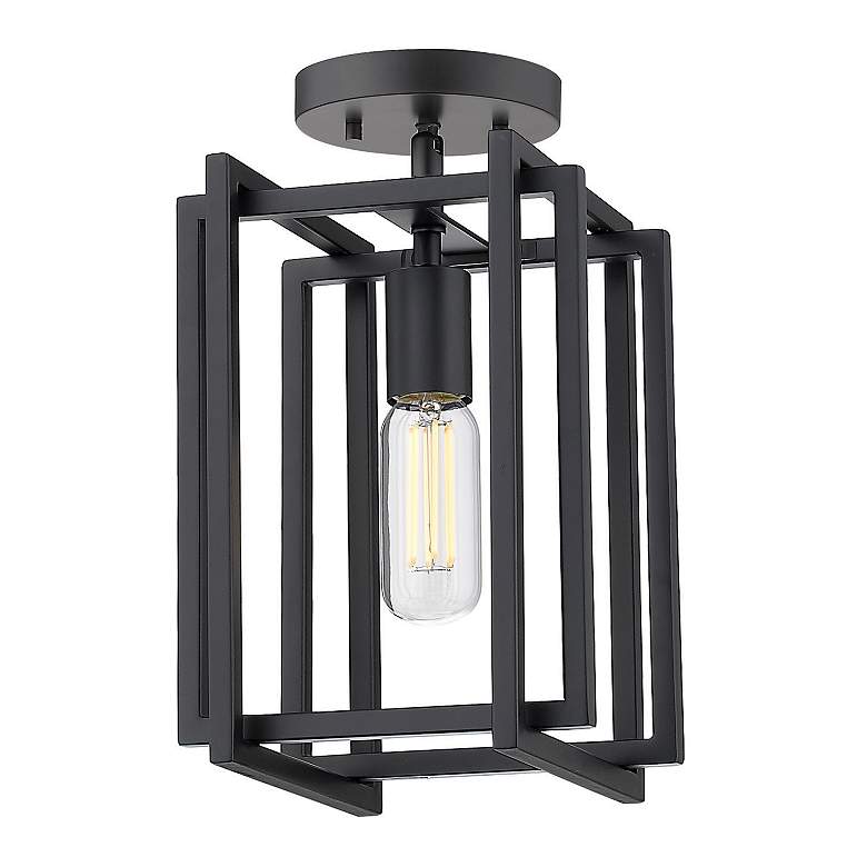 Image 2 Tribeca 7 1/4" Wide Matte Black Mini Pendant with Matte Black Accents more views