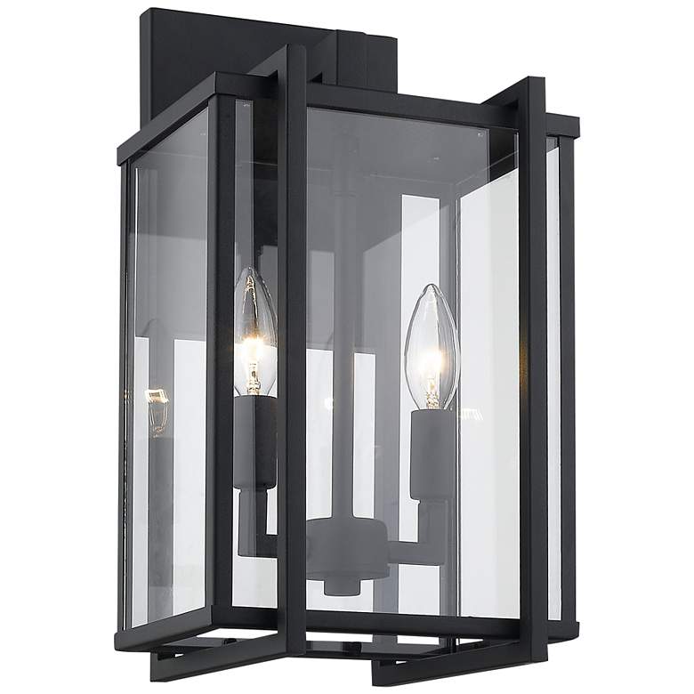 Image 2 Tribeca 8 1/2" Wide Natural Black 2-Light Outdoor Wall Light w/ Clear