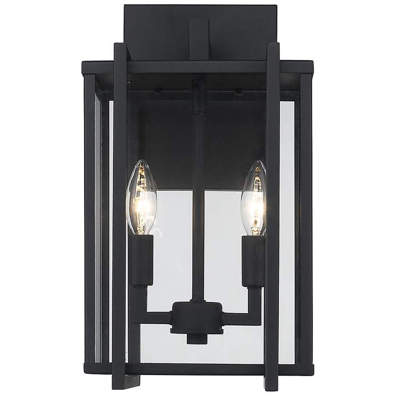 Image 5 Tribeca 8 1/2 inch Wide Natural Black 2-Light Outdoor Wall Light w/ Clear more views
