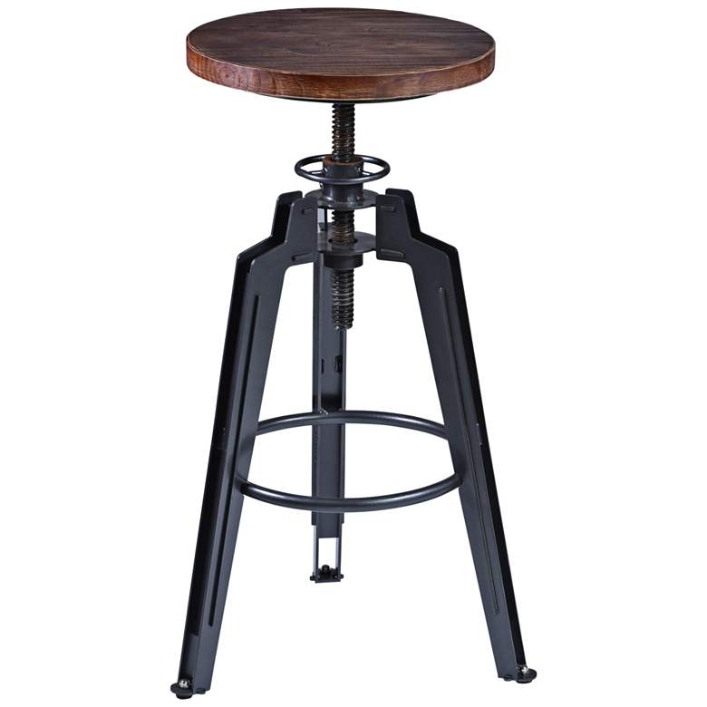 Image 1 Tribeca Ash Wood and Industrial Gray Adjustable Barstool