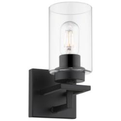 Tribeca Matte Black 1-Light Wall Sconce with Clear Glass Cylinder