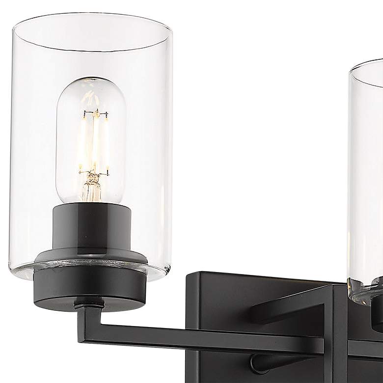 Image 2 Tribeca Matte Black 3-Light Bath Light with Clear Glass Cylinder more views