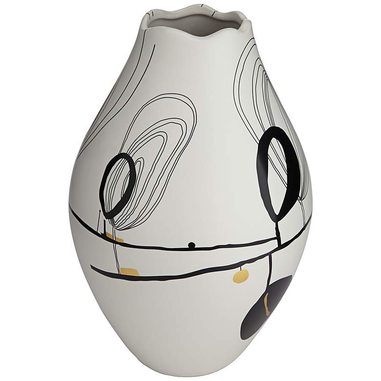 Image 6 Tribeca Matte White 2-Piece Decorative Graphic Vase Set more views