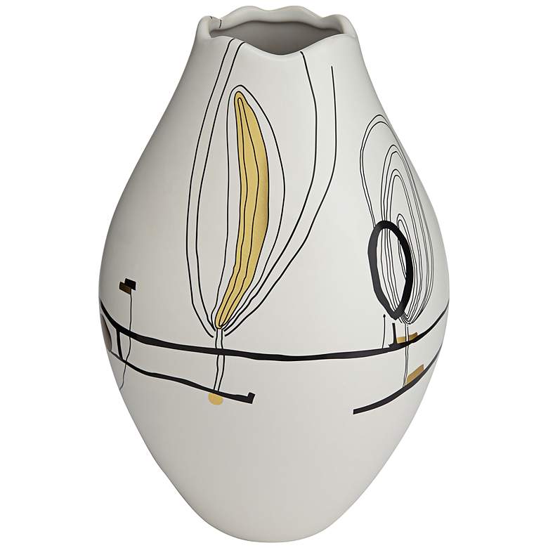 Image 7 Tribeca Matte White 2-Piece Decorative Graphic Vase Set more views