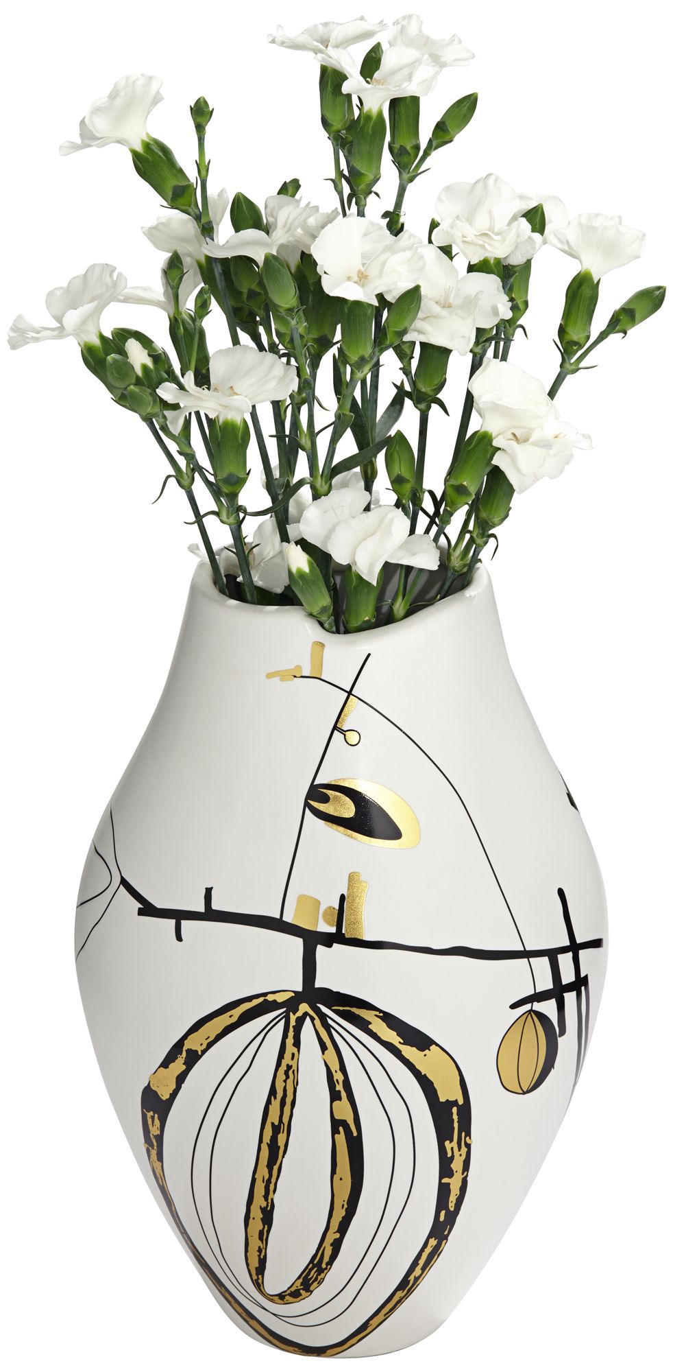 Tribeca Matte White 2-Piece Decorative Graphic Vase Set in scene