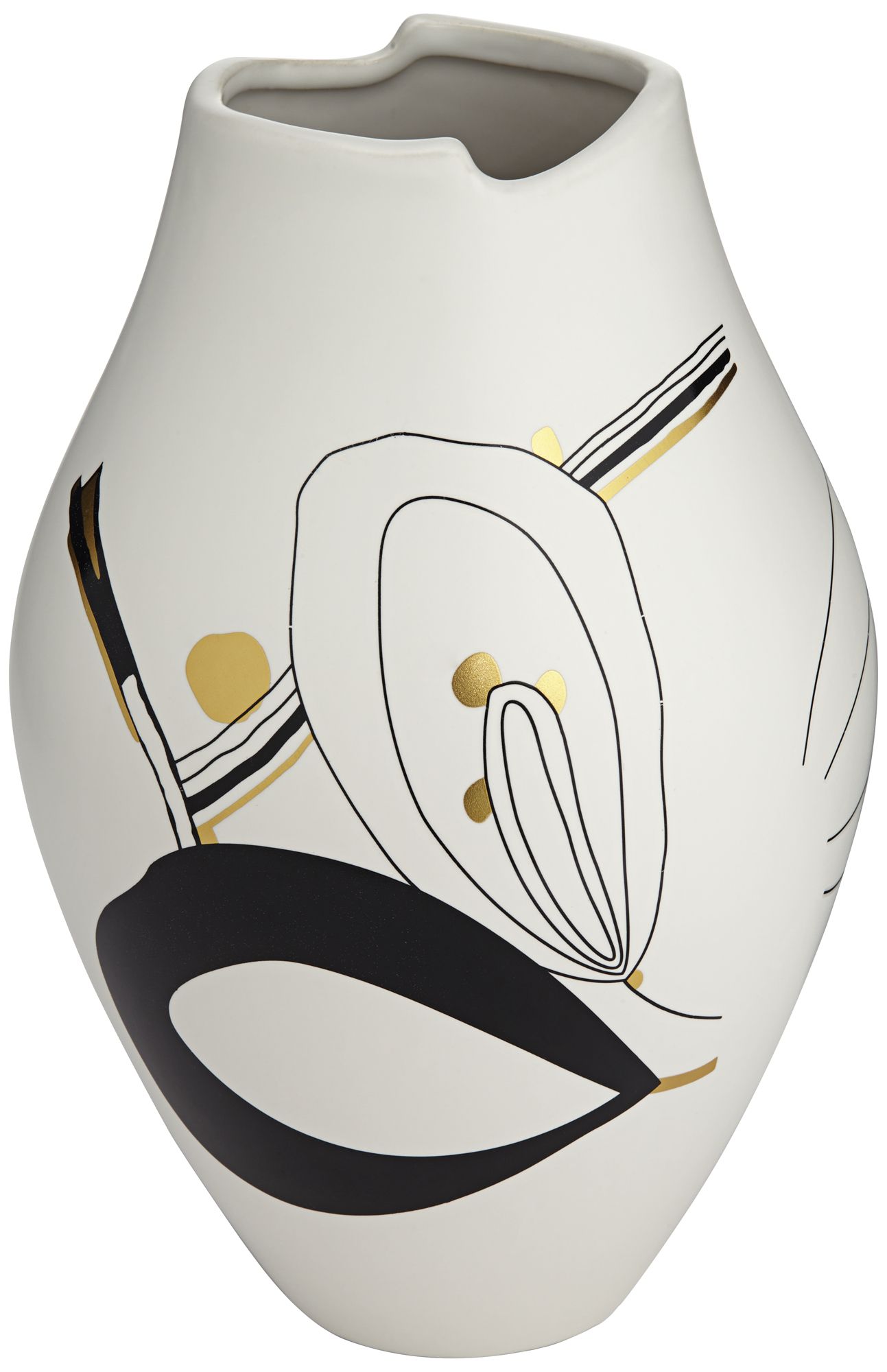 Tribeca Matte White 2-Piece Decorative Graphic Vase Set in scene