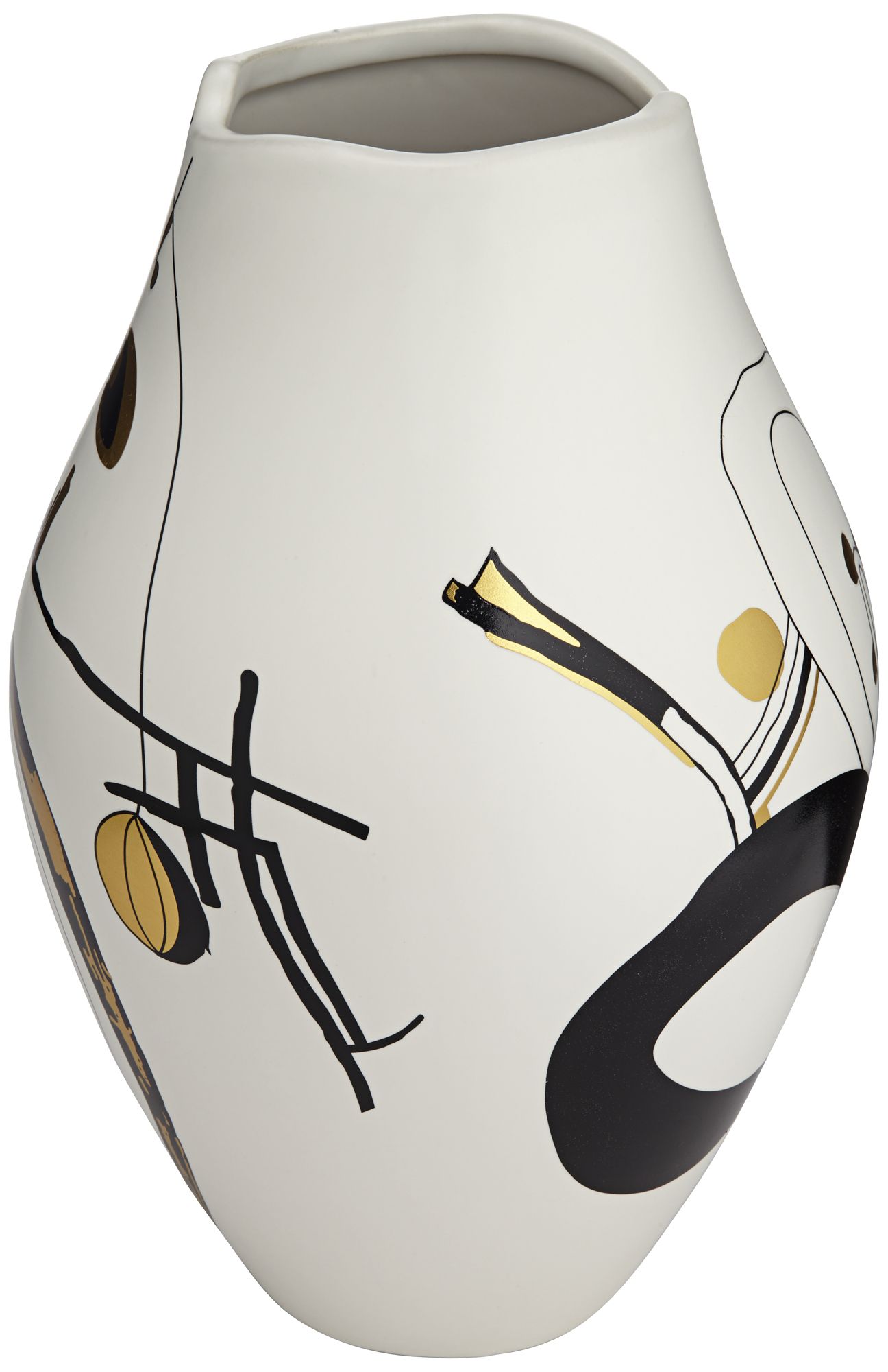 Tribeca Matte White 2-Piece Decorative Graphic Vase Set in scene