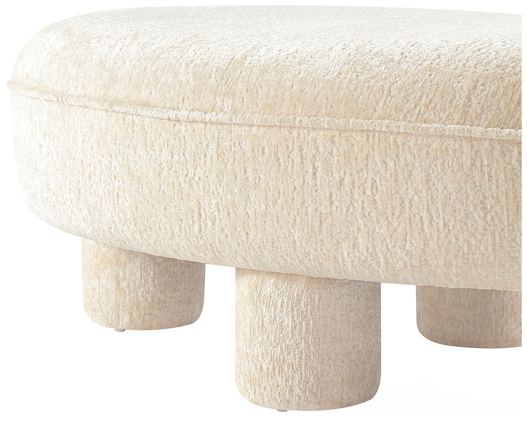 Image 6 Tribeca Mid-Century Modern Chenille  Accent Ottoman in Cream more views
