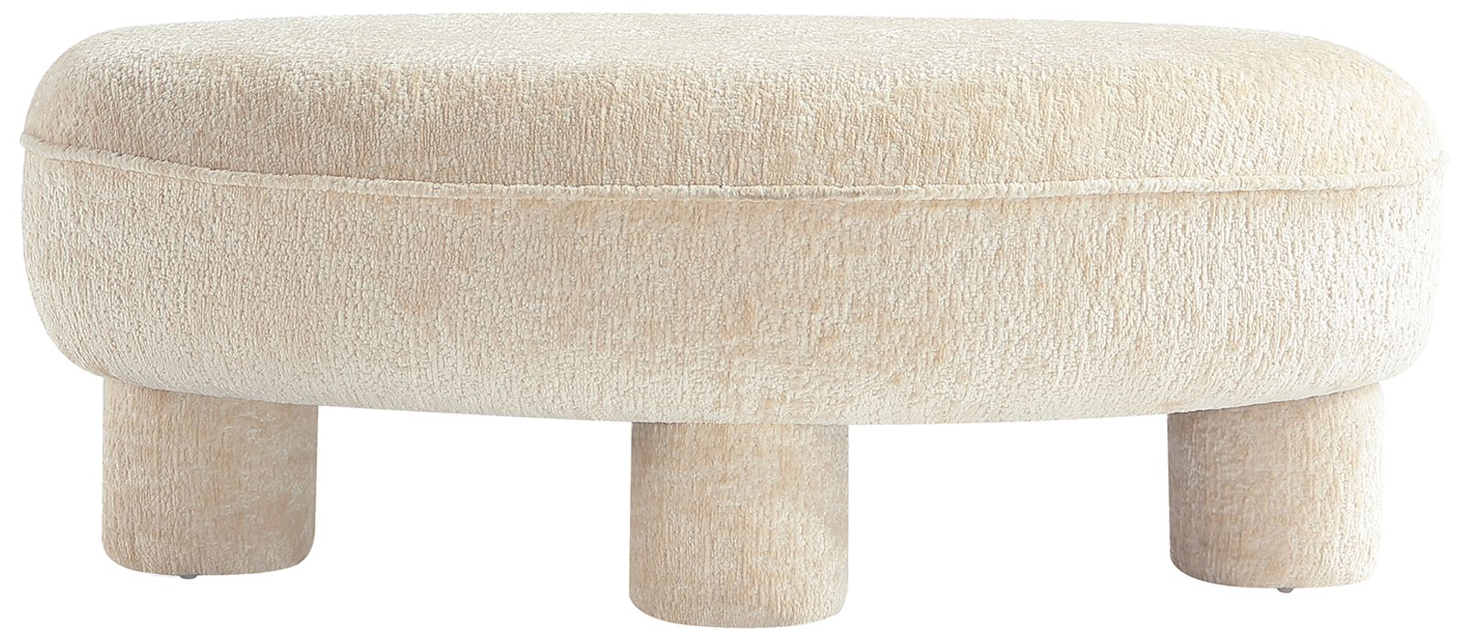 Image 7 Tribeca Mid-Century Modern Chenille  Accent Ottoman in Cream more views