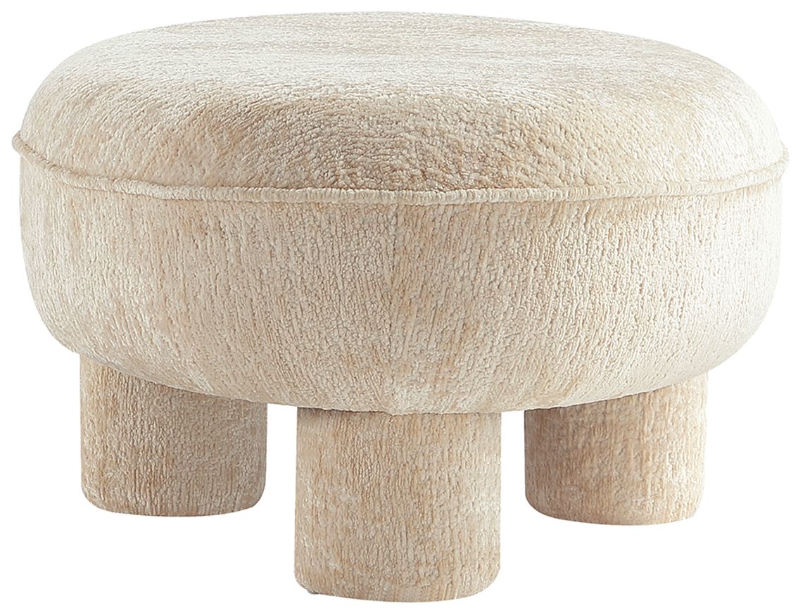 Tribeca Mid-Century Modern Chenille  Accent Ottoman in Cream