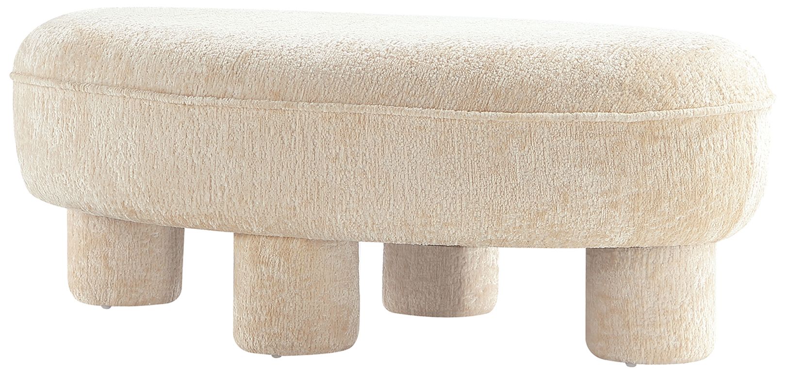 Tribeca Mid-Century Modern Chenille  Accent Ottoman in Cream