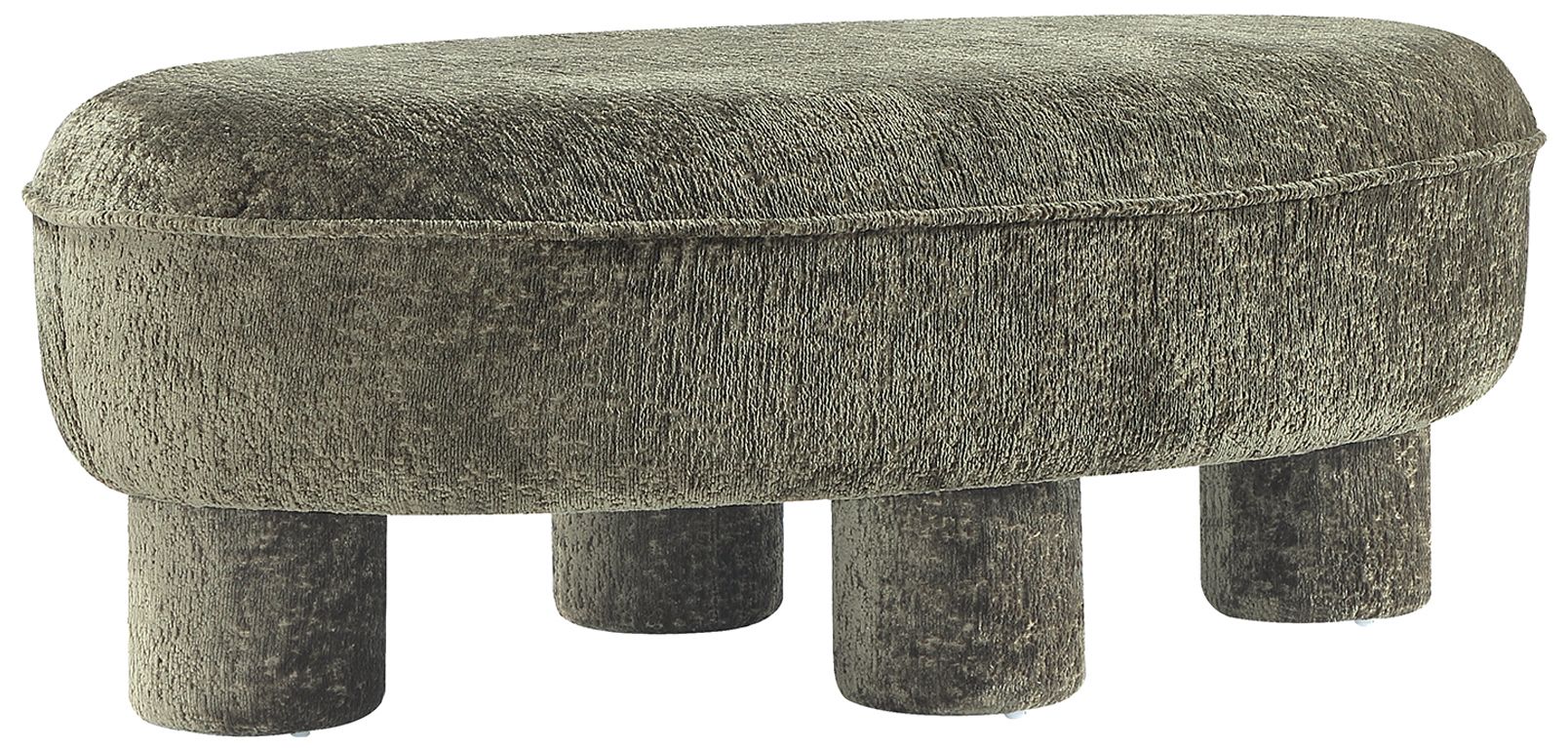 Image 2 Tribeca Mid-Century Modern Chenille  Accent Ottoman in Olive Green more views
