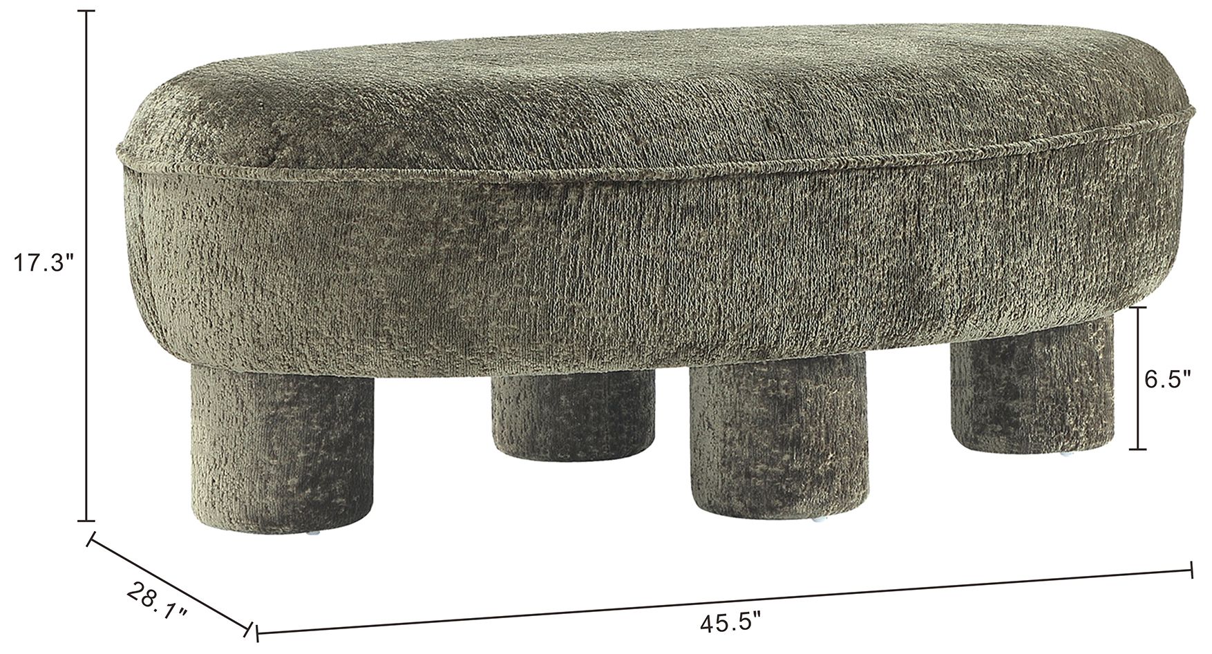 Image 4 Tribeca Mid-Century Modern Chenille  Accent Ottoman in Olive Green more views