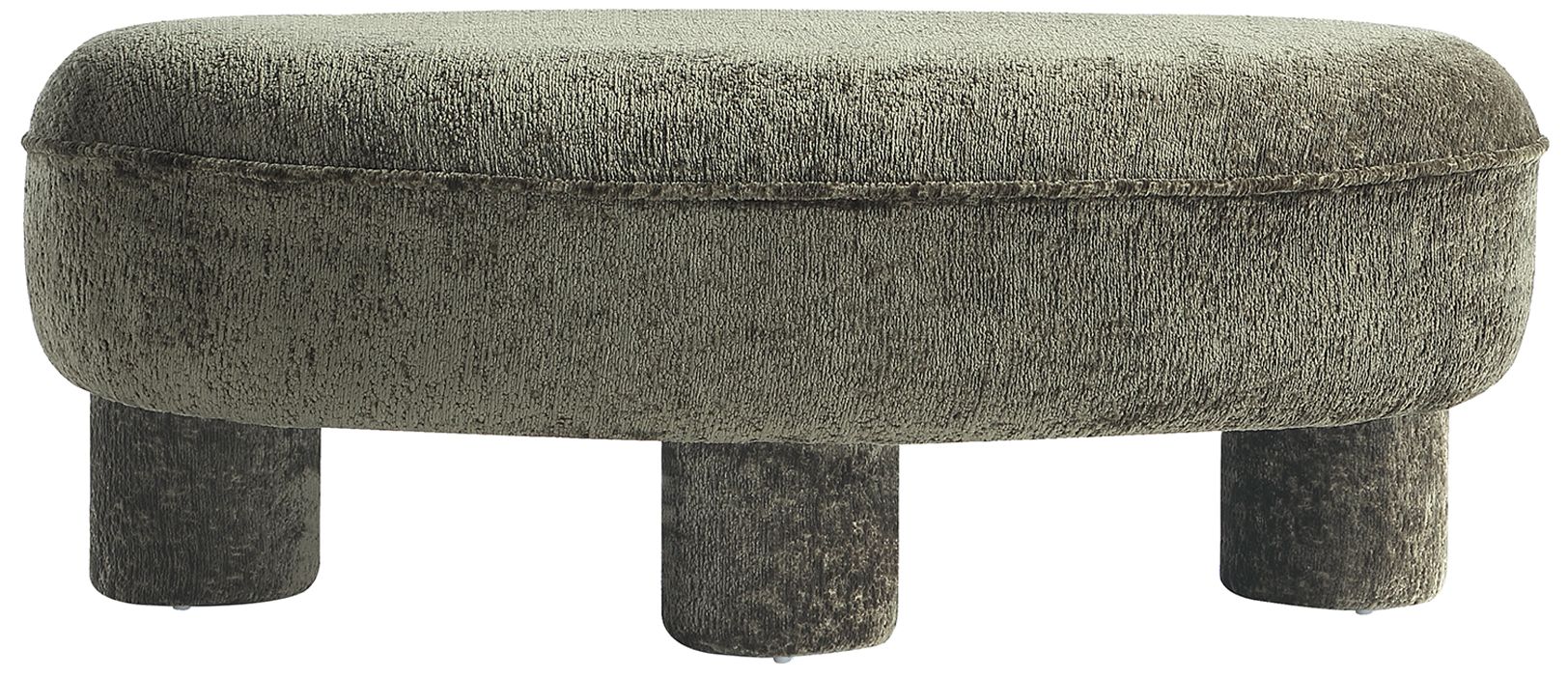 Image 7 Tribeca Mid-Century Modern Chenille  Accent Ottoman in Olive Green more views